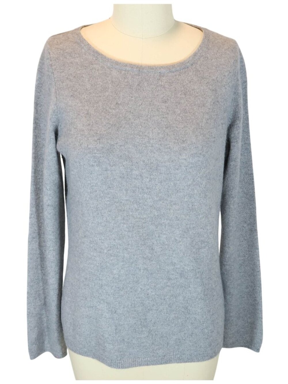 TALBOTS 100% Cashmere Heather Gray Crew Neck Pullover Sweater Size S Classic